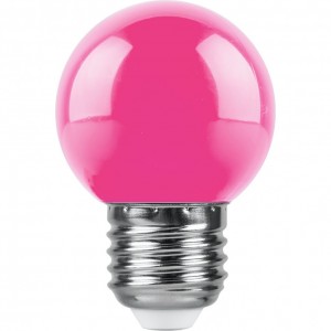 38123 Лампа светодиодная Feron LB-37 Шарик E27 1W розовый Лампа светодиодная Feron LB-37 Шарик E27 1W розовый
