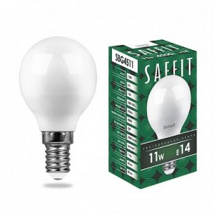 55136 Лампа светодиодная SAFFIT SBG4511 Шарик E14 11W теплый свет (2700К) Лампа светодиодная SAFFIT SBG4511 Шарик E14 11W теплый свет (2700К)