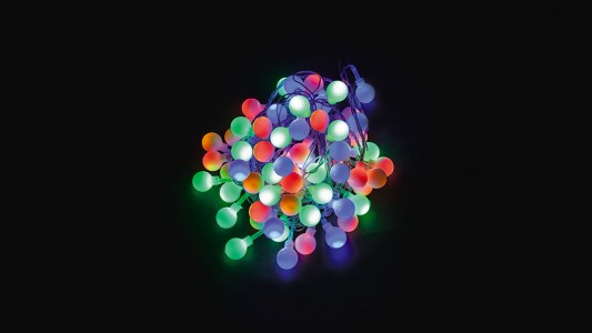 26761 Светодиодная гирлянда шарики Feron CL55 50 LED 5м 230V многоцветная (RGB) c питанием от сети Светодиодная гирлянда шарики Feron CL55 50 LED 5м 230V многоцветная (RGB) c питанием от сети