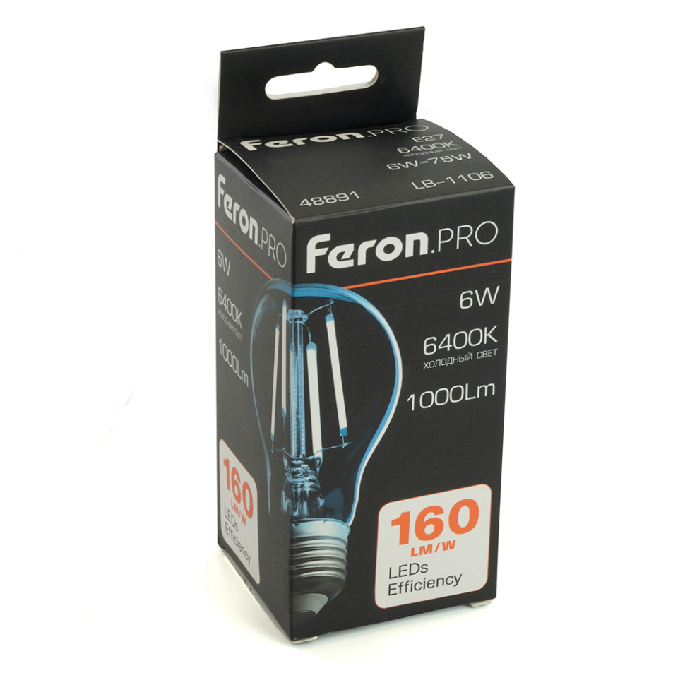 Лампа светодиодная Feron.PRO LB-1106 Шар E27 1000LM 6W 175-265V 6400K, артикул FERON 48891