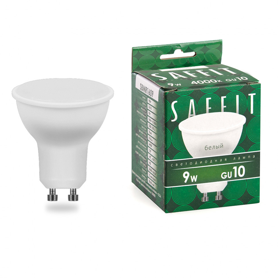 Лампа светодиодная SAFFIT SBMR1609 MR16 GU10 9W 230V 4000K, артикул SAFFIT 55149