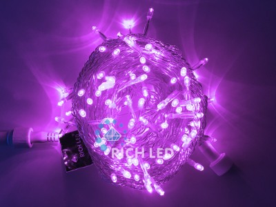 RL-S10C-220V-T/V Светодиодная гирлянда 10 м, 220В, фиолетовая, прозрачный провод Rich LED 