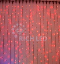 Светодиодный Занавес 2*6 м, красный, прозрачный провод Rich LED