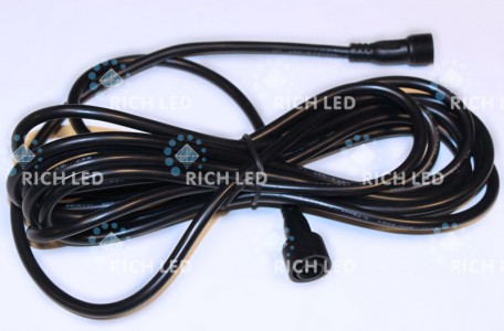 Удлинитель для гирлянды 5 м, 3 pin, черный Rich LED RL-EC3-5-B 