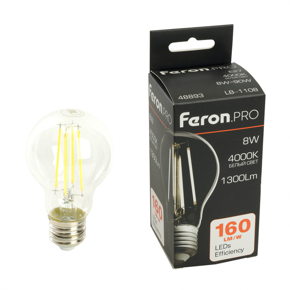 Лампа светодиодная Feron.PRO LB-1108 Шар E27 1300LM 8W 175-265V 4000K, артикул FERON 48893