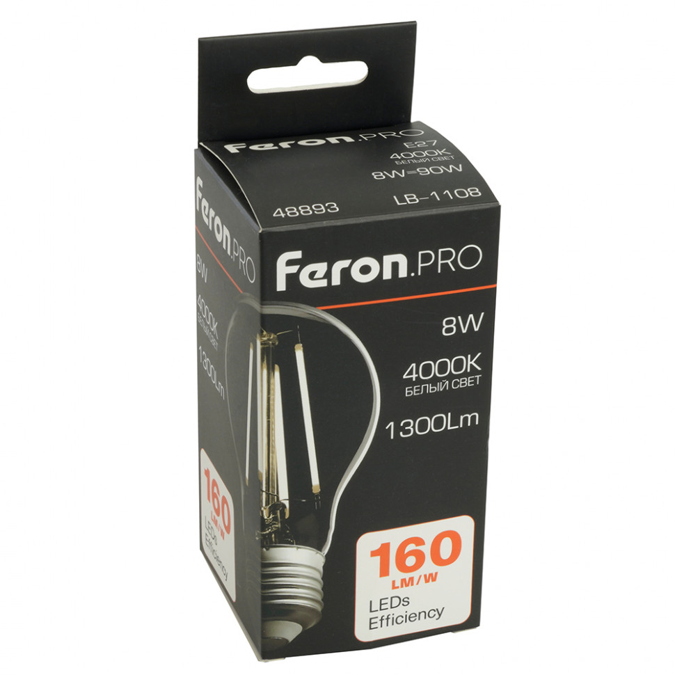 Лампа светодиодная Feron.PRO LB-1108 Шар E27 1300LM 8W 175-265V 4000K, артикул FERON 48893