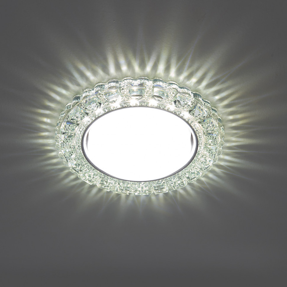 Светильник встраиваемый с белой LED подсветкой Feron CD4045 потолочный GX53 без лампы, прозрачный, хром, артикул FERON 41408