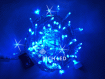 Светодиодная гирлянда 10 м, 220В, флэш, синий, прозрачный провод Rich LED
