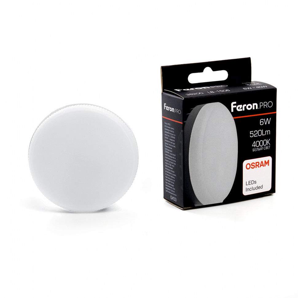 Лампа светодиодная Feron LB-1506 GX53 6W 175-265V 4000K OSRAM LED, артикул FERON 38200