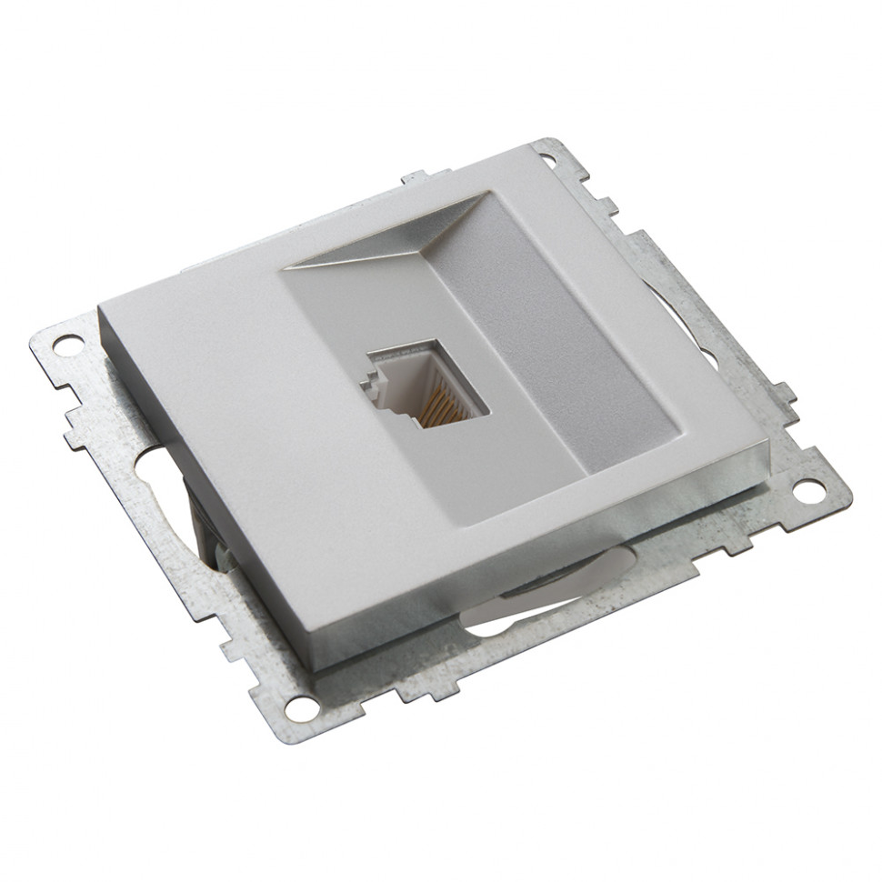 Розетка компьютерная 1-местная RJ-45 (механизм), STEKKER GLS00-7107-03, серия Катрин, серебро, артикул STEKKER 39585