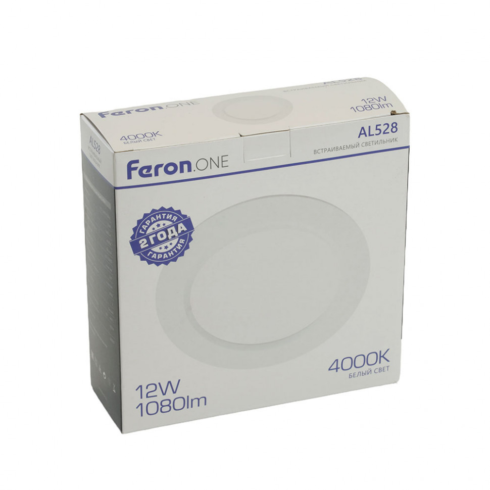 Светодиодный светильник Feron.ONE AL528 встраиваемый 12W 4000K белый, артикул FERON 48873