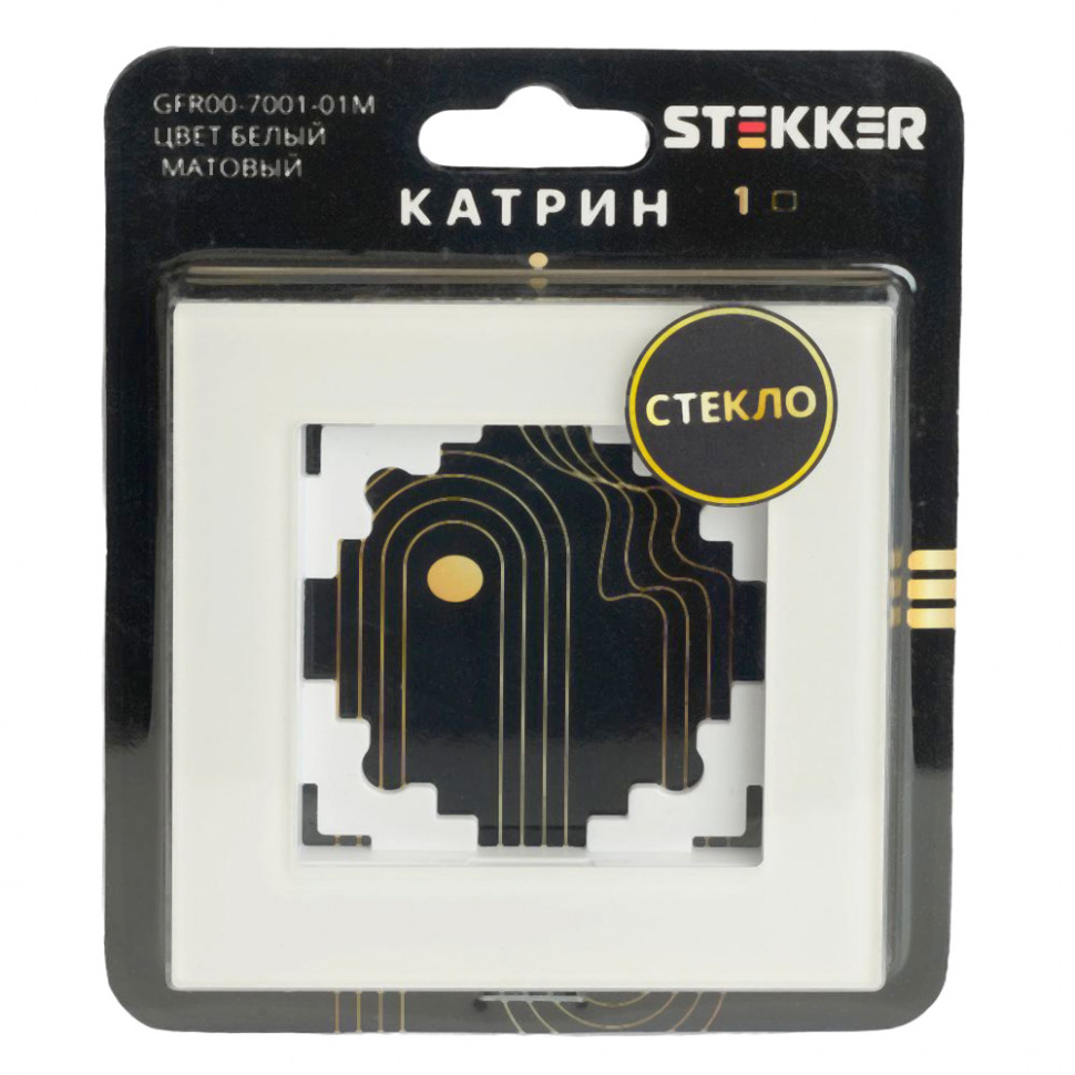 Рамка 1-местная, стекло, STEKKER, GFR00-7001-01М, серия Катрин, белый матовый, артикул STEKKER 49594