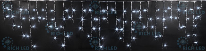 RL-i3*0.5-B/W Гирлянда бахрома 3*0.5 м белый, черный провод Rich LED 
