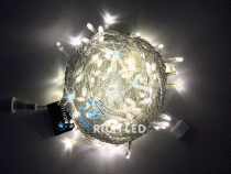 Светодиодная гирлянда 10 м, 220В, флэш, теплый белый, прозрачный провод Rich LED