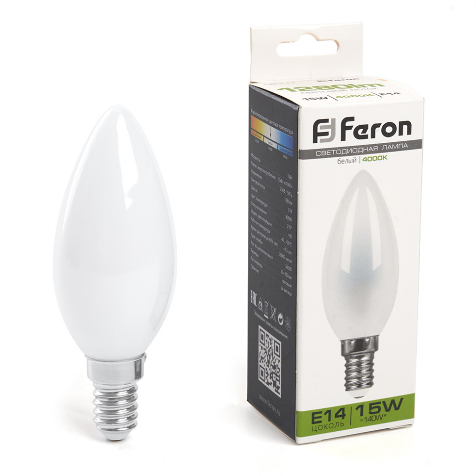 Лампа светодиодная Feron LB-717 Свеча E14 15W 230V 4000K, артикул FERON 38257