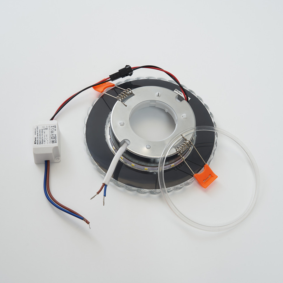 Светильник встраиваемый с белой LED подсветкой Feron CD4046 потолочный GX53 без лампы, прозрачный, хром, артикул FERON 41908