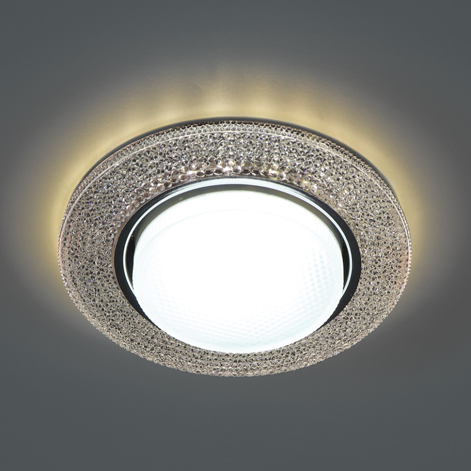 Светильник встраиваемый с белой LED подсветкой Feron CD4046 потолочный GX53 без лампы, прозрачный, хром, артикул FERON 41908