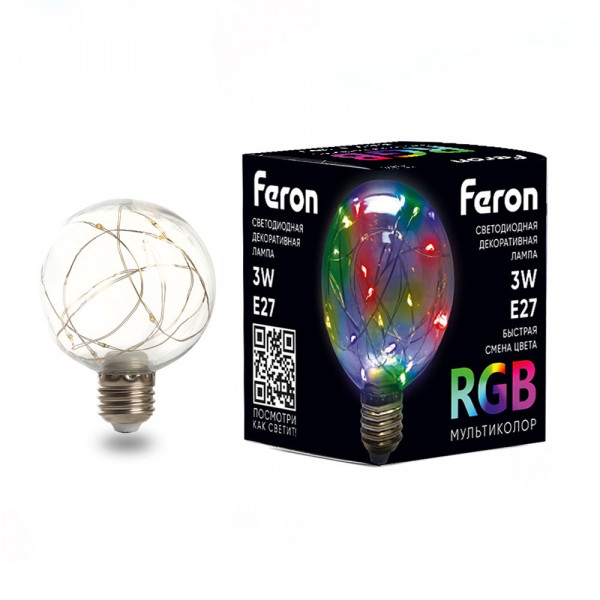 Лампа светодиодная Feron LB-381 E27 3W 230V RGB смена цвета