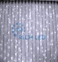 Светодиодный Занавес 2*6 м, белый, прозрачный провод Rich LED