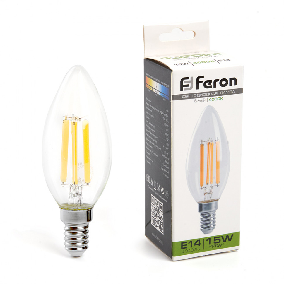 Лампа светодиодная Feron LB-717 Свеча E14 15W 230V 4000K, артикул FERON 38258