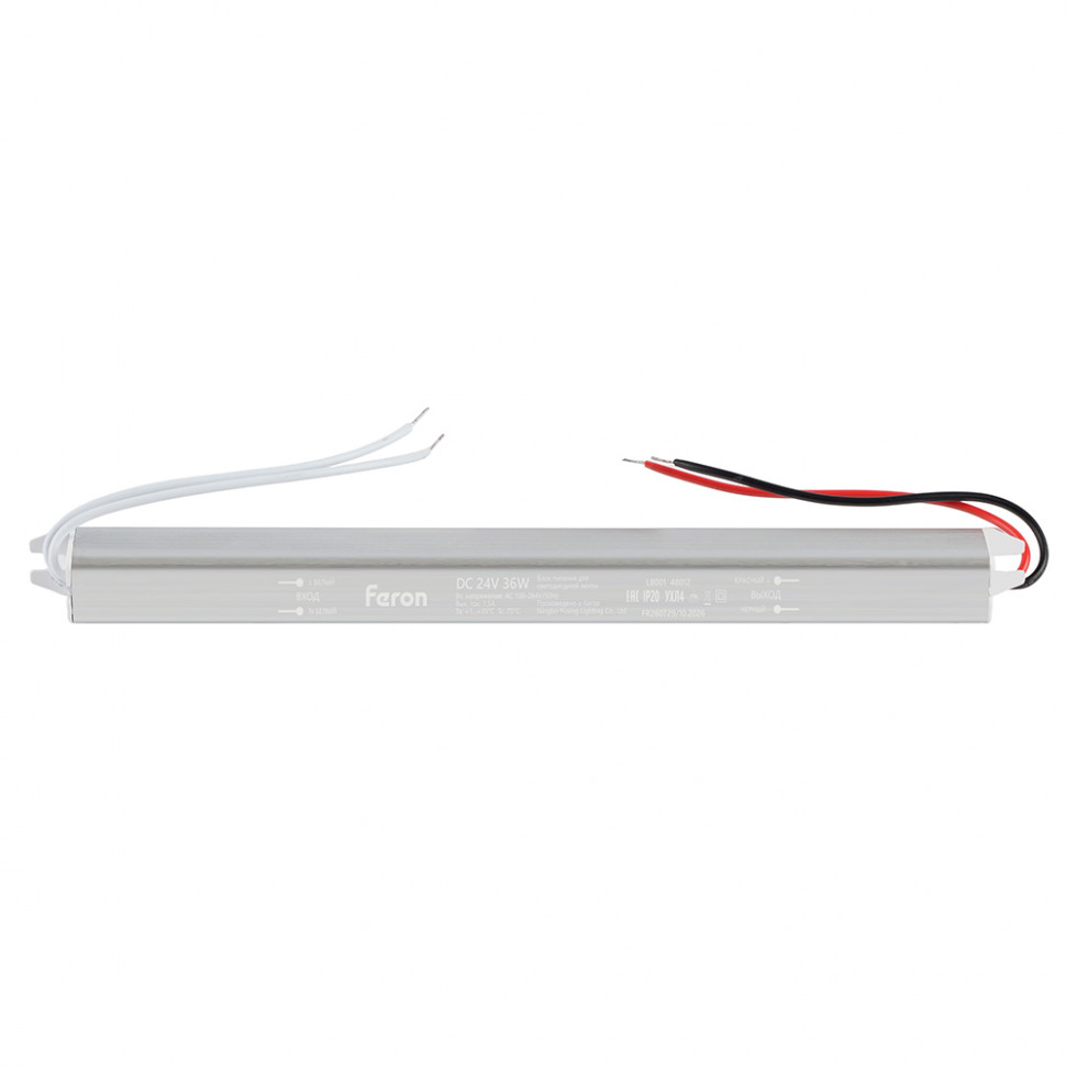 Трансформатор электронный для светодиодной ленты 36W 24V ( ультратонкий драйвер), LB001, артикул FERON 48012