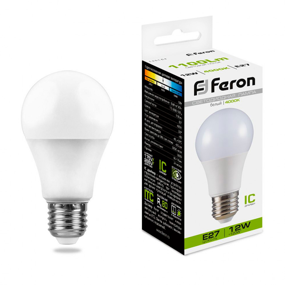 Лампа светодиодная Feron LB-93 Шар E27 12W 175-265V 4000K, артикул FERON 25487