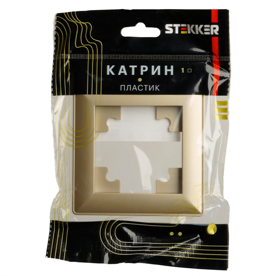 Рамка STEKKER, PFR00-7001-08 1-местная, пластик, серия Катрин, золото, артикул STEKKER 49606