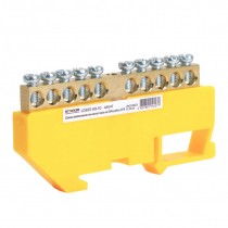Шина "PE" на изоляторе STEKKER LD555-69-10 на DIN-рейку 10 выводов 6х9, желтый