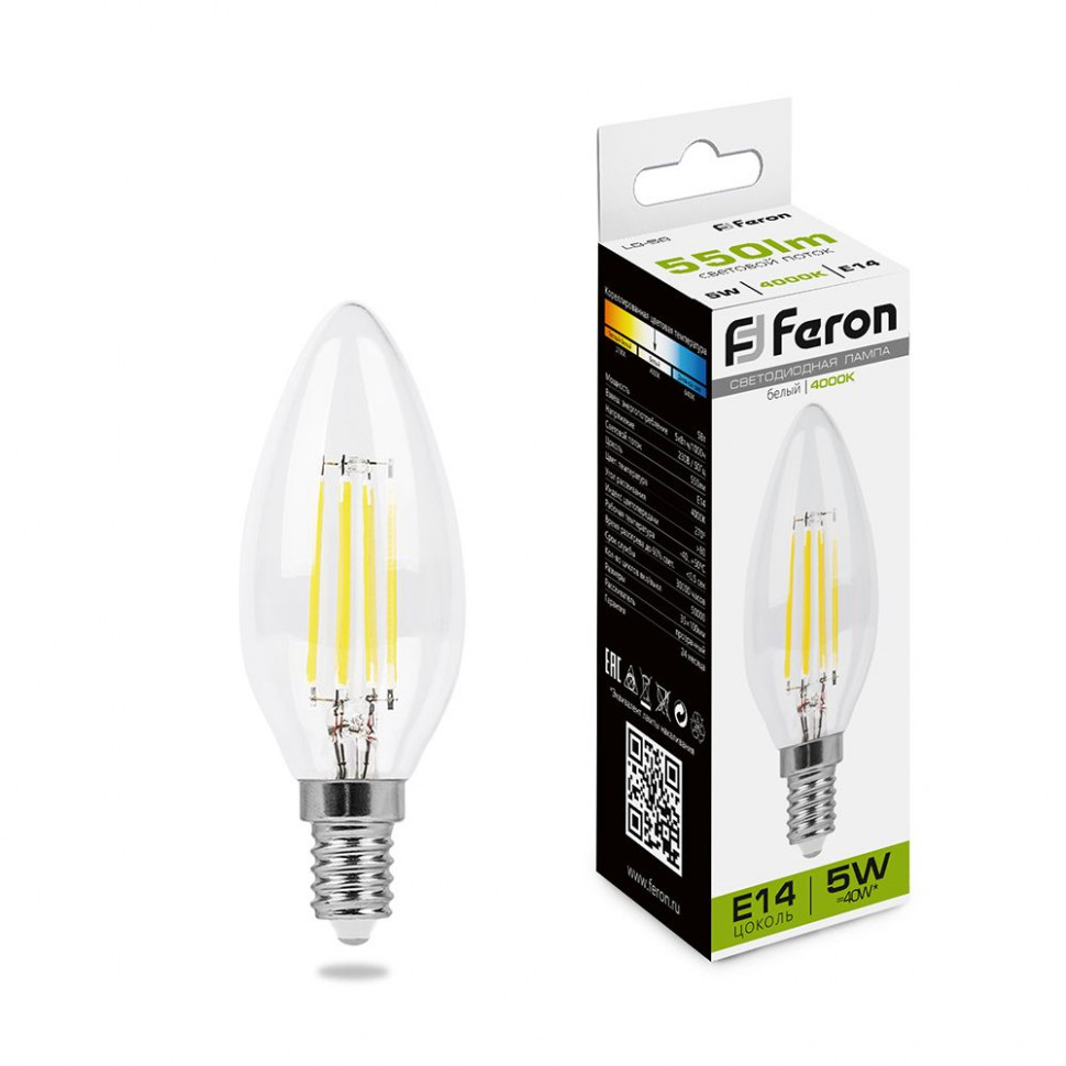 Лампа светодиодная Feron LB-58 Свеча E14 5W 230V 4000K, артикул FERON 25573