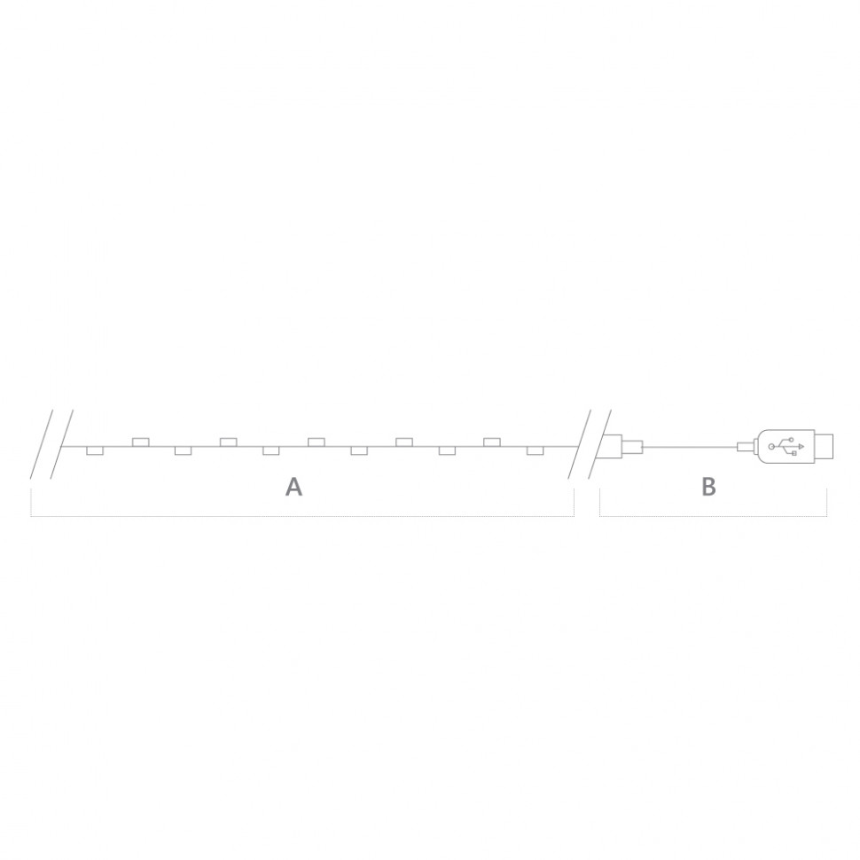 Гирлянда линейная Feron CL575 Роса, статичная, 5м USB 2700K , прозрачный шнур, артикул FERON 48183