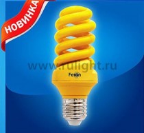 Лампа энергосберегающая, 20W 230V E27 спираль T3 желтая, ELSM51B-Color