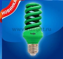 Лампа энергосберегающая, 20W 230V E27 спираль T3 зеленая, ELSM51B-Color