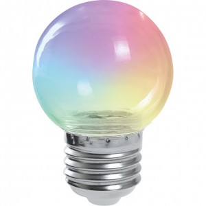 38132 Лампа светодиодная Feron LB-37 Шарик прозрачный E27 1W RGB плавная смена цвета Лампа светодиодная Feron LB-37 Шарик прозрачный E27 1W RGB плавная смена цвета
