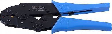 Кримпер STEKKER CTLS006-230 для обжима клемм и наконечников d0,5-6мм, синий 32804 Кримпер STEKKER CTLS006-230 для обжима клемм и наконечников d0,5-6мм, синий