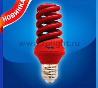 Лампа энергосберегающая, 20W 230V E27 спираль T3 красная, ELSM51B-Color 04119 Энергосберегающая цветная лампа ELSM51B-COLORМощность: 20WЦоколь: E27Размеры: L= 48 мм, H=125 ммДиаметра трубки: 9 ммСила тока: 135 mA Цвет: Красный