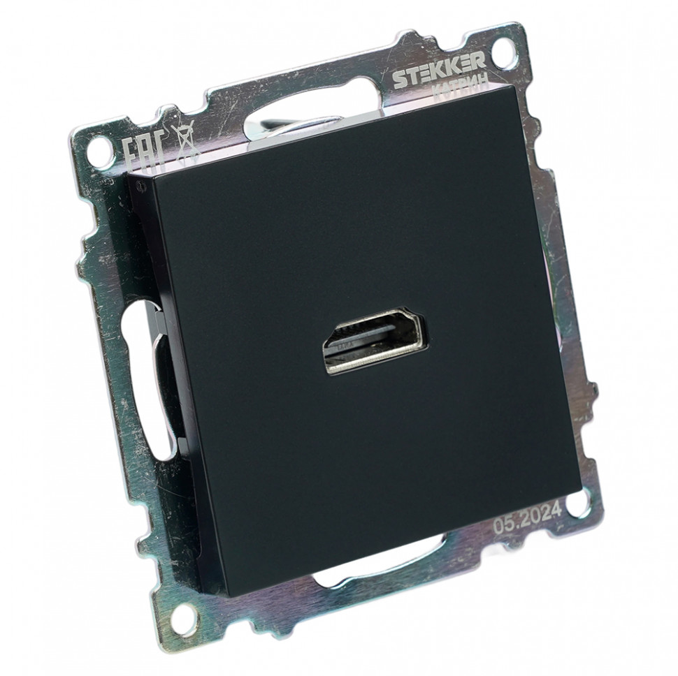 Розетка HDMI 2.1, Type A  (механизм), STEKKER GLS00-7118-05, серия Катрин, черный, артикул STEKKER 50062
