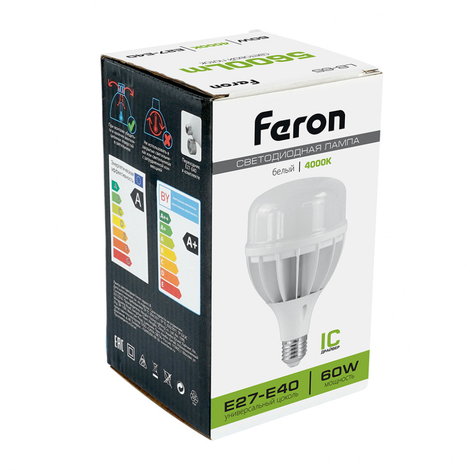 Лампа светодиодная Feron LB-65 E27-E40 60W 175-265V 4000K, артикул FERON 25821