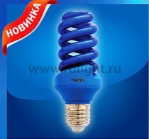 Лампа энергосберегающая, 20W 230V E27 спираль T3 синяя, ELSM51B-Color