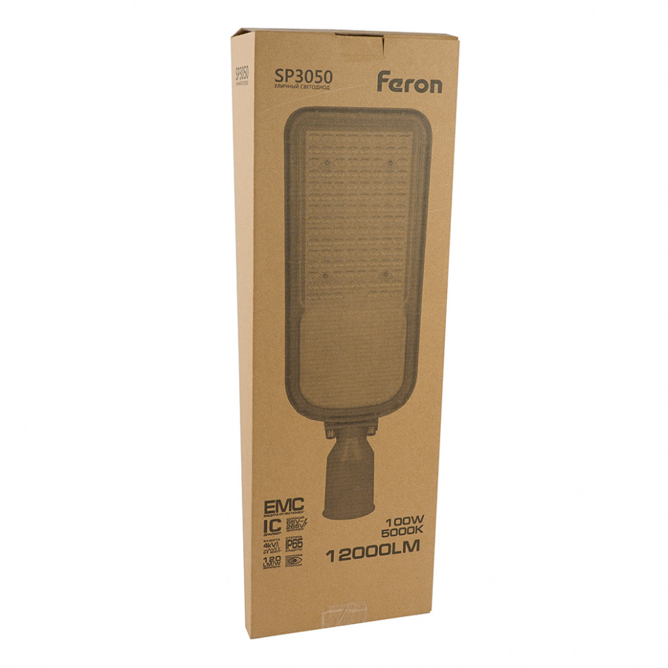 Светодиодный уличный консольный светильник Feron SP3050 100W 5000K 230V, серый, артикул FERON 41268