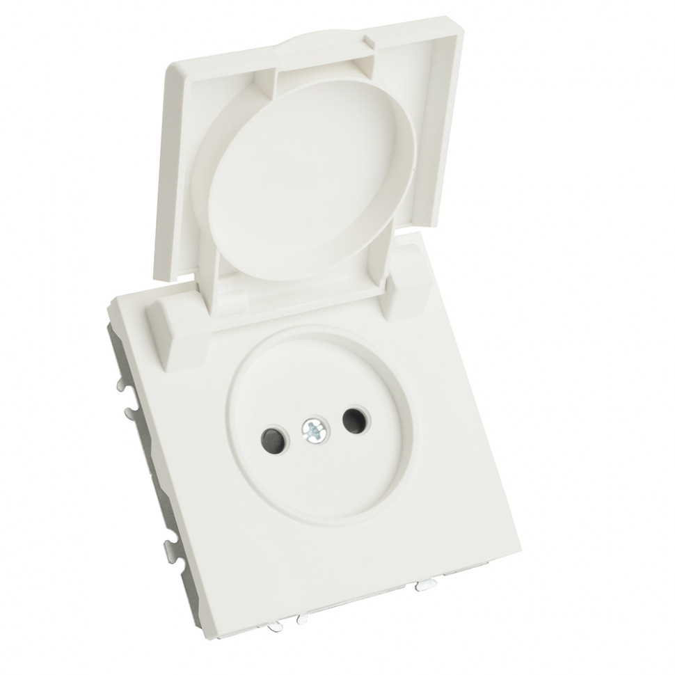Розетка 1-местная с крышкой с защ. штор, STEKKER, б/з, IP42, 250В, 16А, серия Эмили, RST16-5113-01, белый фарфор, soft touch, артикул STEKKER 49878