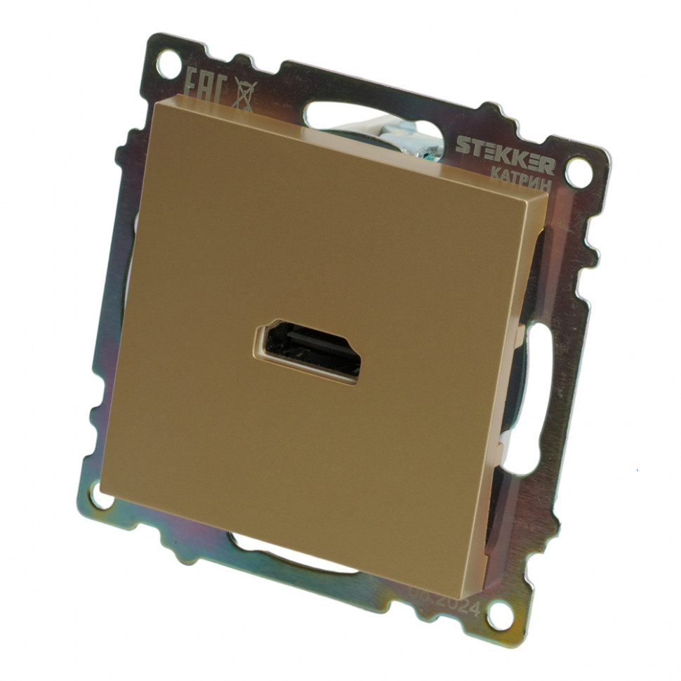 Розетка HDMI 2.1, Type A (механизм), STEKKER, GLS00-7118-08, серия Катрин, золото, артикул STEKKER 50060