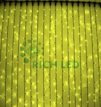 Светодиодный Занавес 2*9 м, желтый, черный провод Rich LED