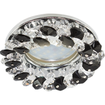 Светильник круглый Ecola Light MR16 CD4141 GU5.3  с хрусталиками Прозрачный и Черный/Хром 50x90