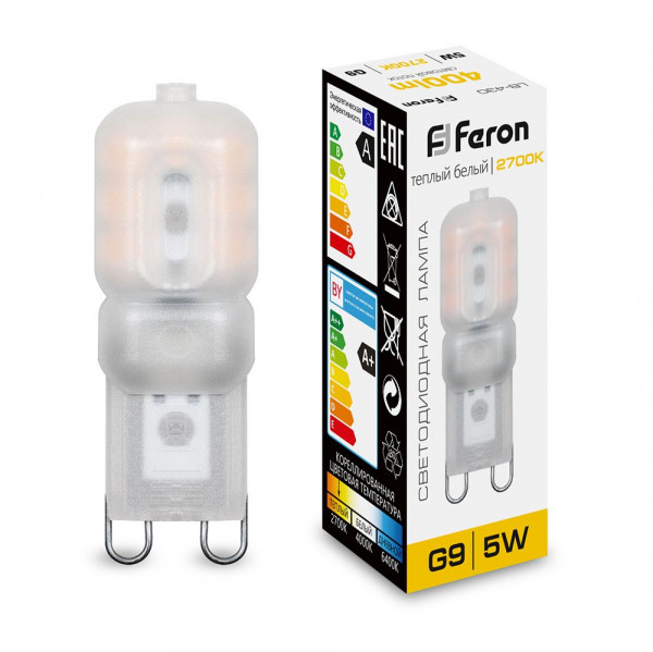 Лампа светодиодная Feron LB-430 G9 5W 230V 2700K