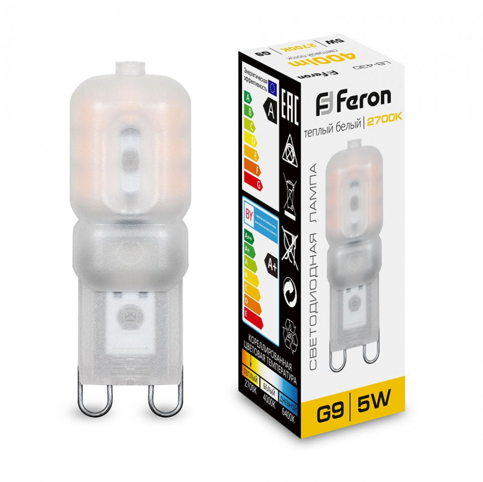 Лампа светодиодная Feron LB-430 G9 5W 230V 2700K, артикул FERON 25636
