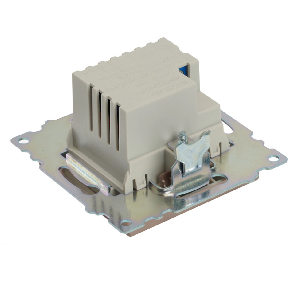 Розетка 2-местная USB + type C (механизм), STEKKER GLS10-7116-02, 250B, 3A, max 20W, серия Катрин, шампань, артикул STEKKER 50056