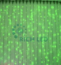 Светодиодный Занавес 2*9 м, зеленый, черный провод Rich LED