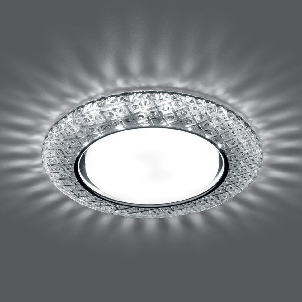 Светильник встраиваемый с белой LED подсветкой Feron CD4042 потолочный GX53 без лампы, прозрачный, хром, артикул FERON 41304