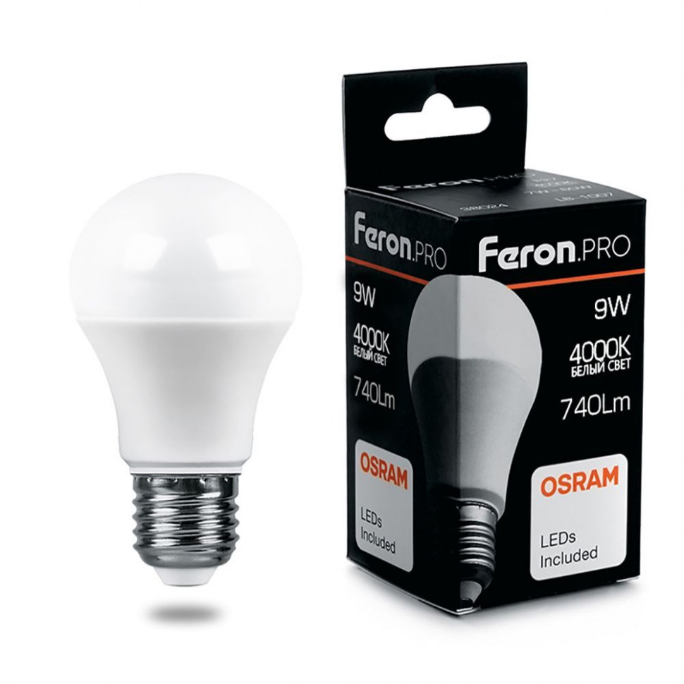 Лампа светодиодная Feron.PRO LB-1009 Шар E27 9W 175-265V 4000K, артикул FERON 38027