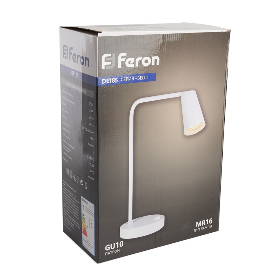 Светильник под лампу Feron DE185 BELL 35W, 230V, GU10, белый, артикул FERON 48425